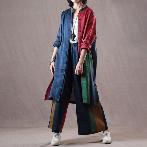 Autumn New Women Loose Colorful Linen Suit