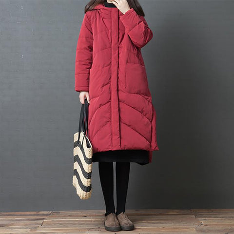 Hoodies Split Women Long Down Coat