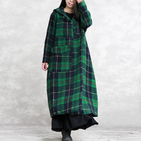 Loose Casual Winter Plaid Hoodies Coat