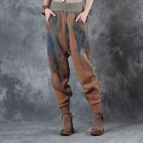 Women Elastic Waist Loose Winter Casual Pants