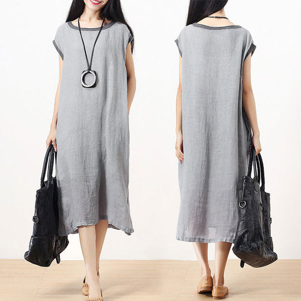 Summer Sleeveless Dresses, Cotton Linen Sleeve Dresses, Casual Dresses ...