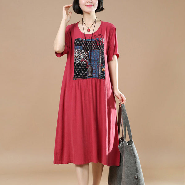 Buykud Dresses---Casual Loose Dress, Cotton and Linen High Quality ...