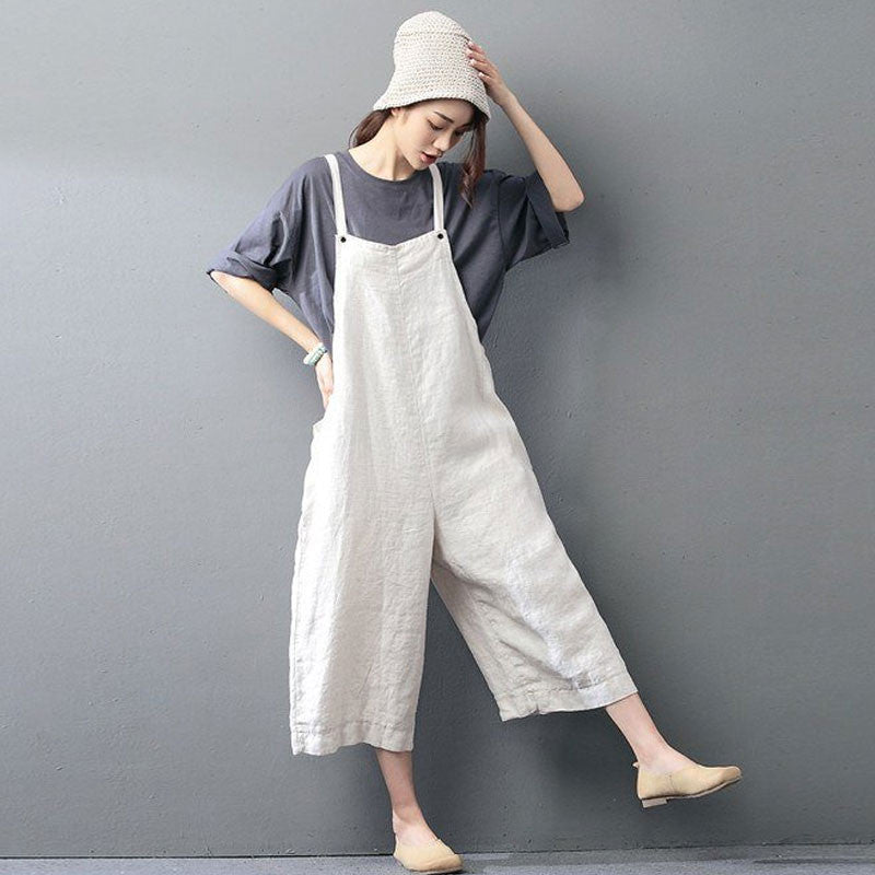 Casual Loose Jumpsuit Ramie Overall – BUYKUD