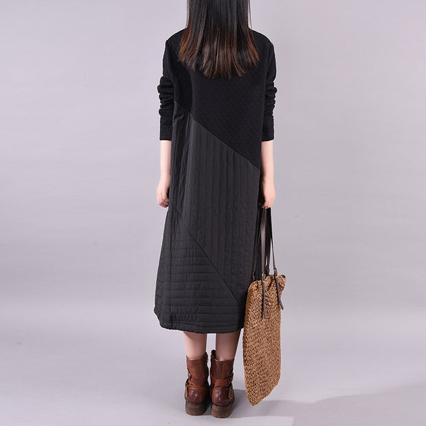 Autumn Winter Simple Stitching Design Casual Dress – BUYKUD