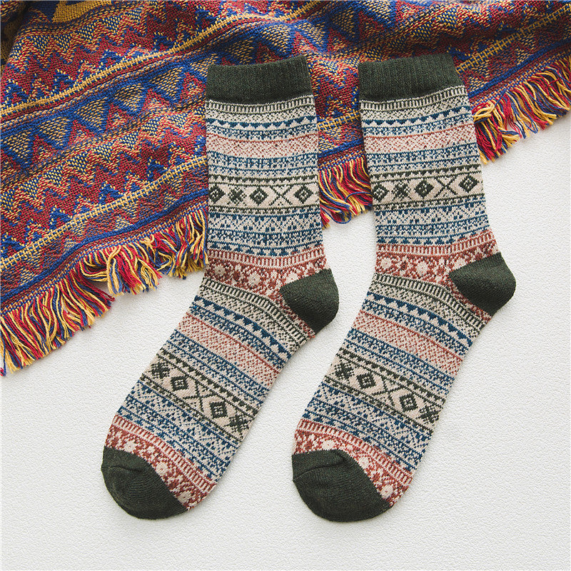 Knitted Women Vintage Geometric Casual Thick Socks