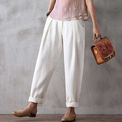Plus Size Pants for Women | Loose Fitting Cotton Linen Harem Pants