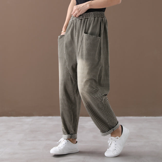 Casual Loose Pants, Linen Cotton Pants, Plus Size Pants – Page 3 – BUYKUD