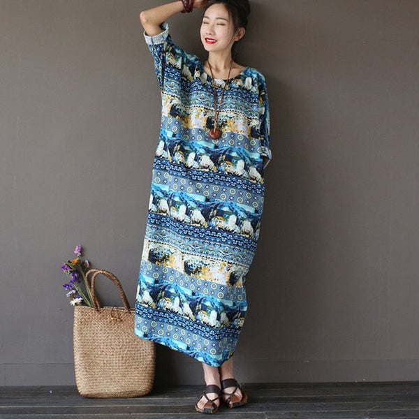 Women Summer Linen Casual Loose Dress, Linen Maxi Dress, Plus Size ...