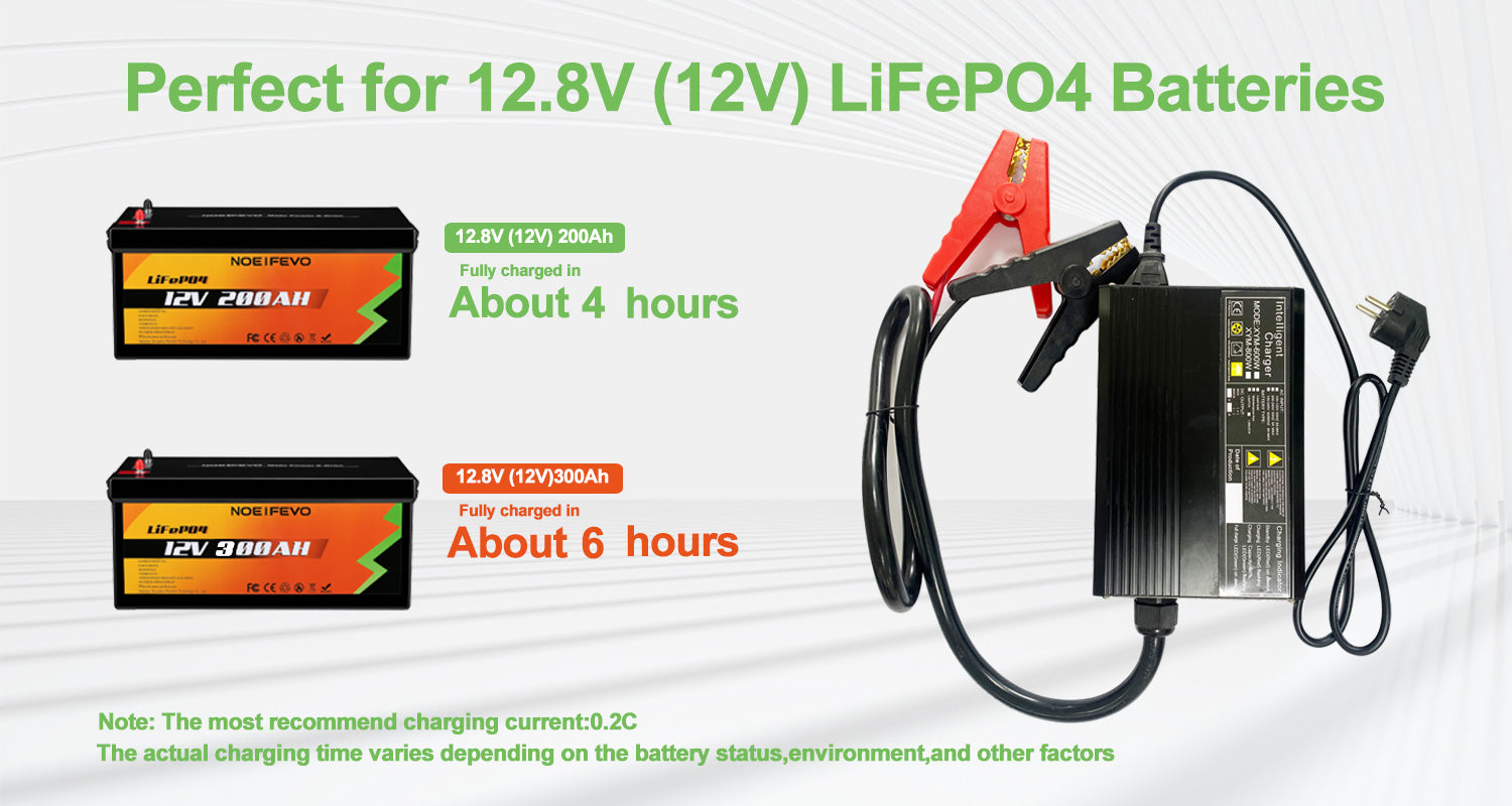 Noeievo 14.6v 50A LiFePO4 batterie de chargeur pour 12V (12.8v) LiFePO –  Smart LifePO4 Batterie & Heimspeicherung von Energie & Intelligentes  Ladegerät