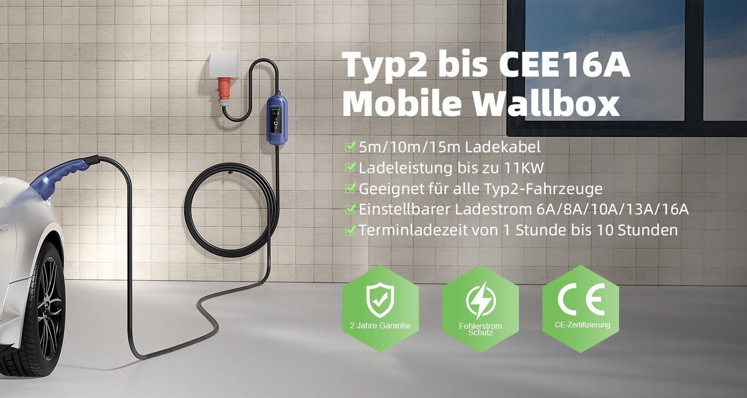 Noeifevo 11KW Mobile EV Wallbox, Autobatterie Ladegerät für alle Fahrz –  Smart LifePO4 Batterie & Heimspeicherung von Energie & Intelligentes  Ladegerät