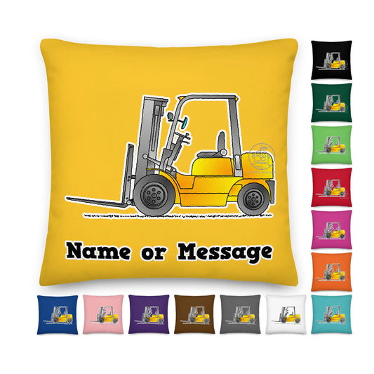 Forklift Truck Pillow Cushion. Personalized Accent Pillows Construction P012