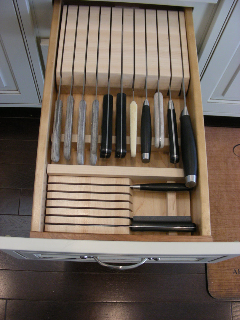 Custom Knife Block Drawer Organizer, Maple 