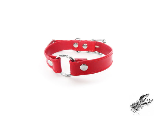 Red Faux Leather Bow and Bell Choker – 8th Sin