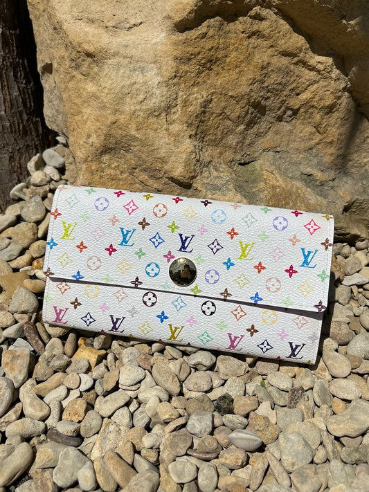 Takashi Murakami x Louis Vuitton White Monogram Multicolore Porte-Monnaie  Viennois Wallet