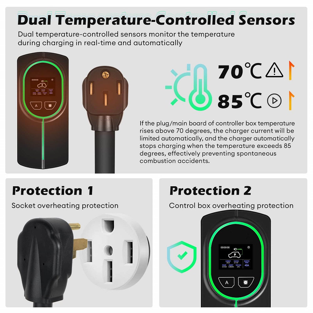 Daolar WIFI Control 9.6KW /11KW Portable EV charger 40A / 48A J1772 Le –  Daolar-EV