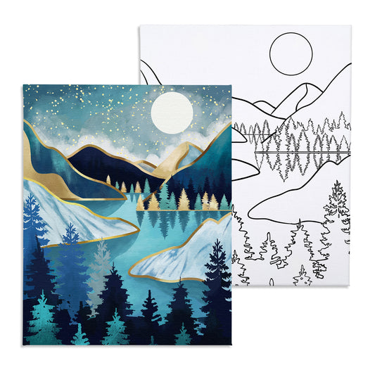 Crescent Flower Moon Pre-Drawn Canvas and Paint Party Kit – Whimsy