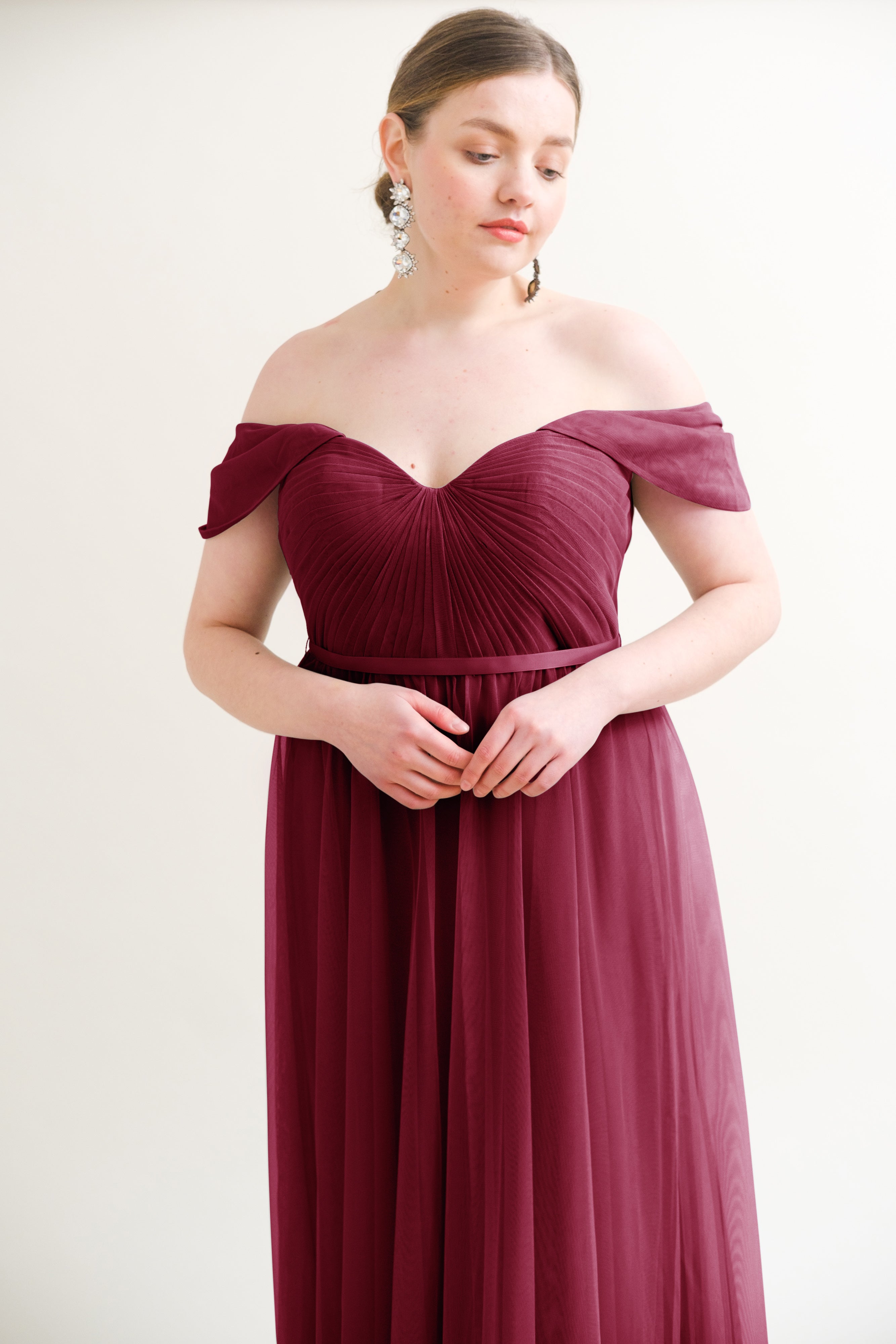 Bardot Bridesmaid Dress  In Roseberry Tulle