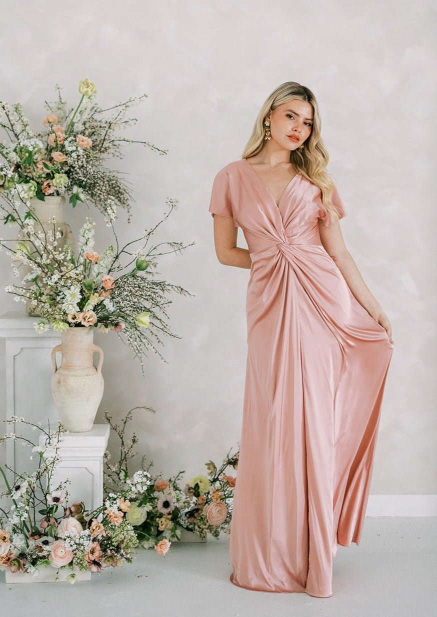 Camilla Bridesmaid Dress In Blush Satin