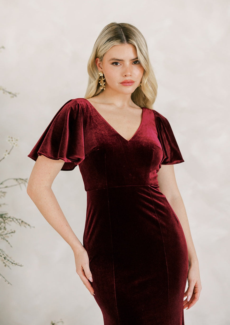 Celeste Velvet Bridesmaid Dress In Roseberry