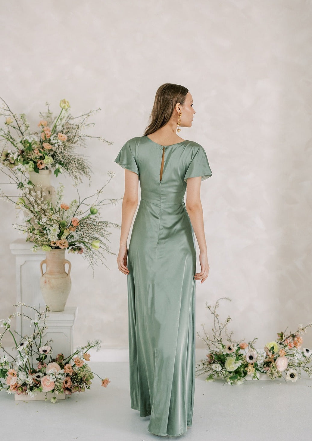 Camilla Bridesmaid Dress In Sage Satin