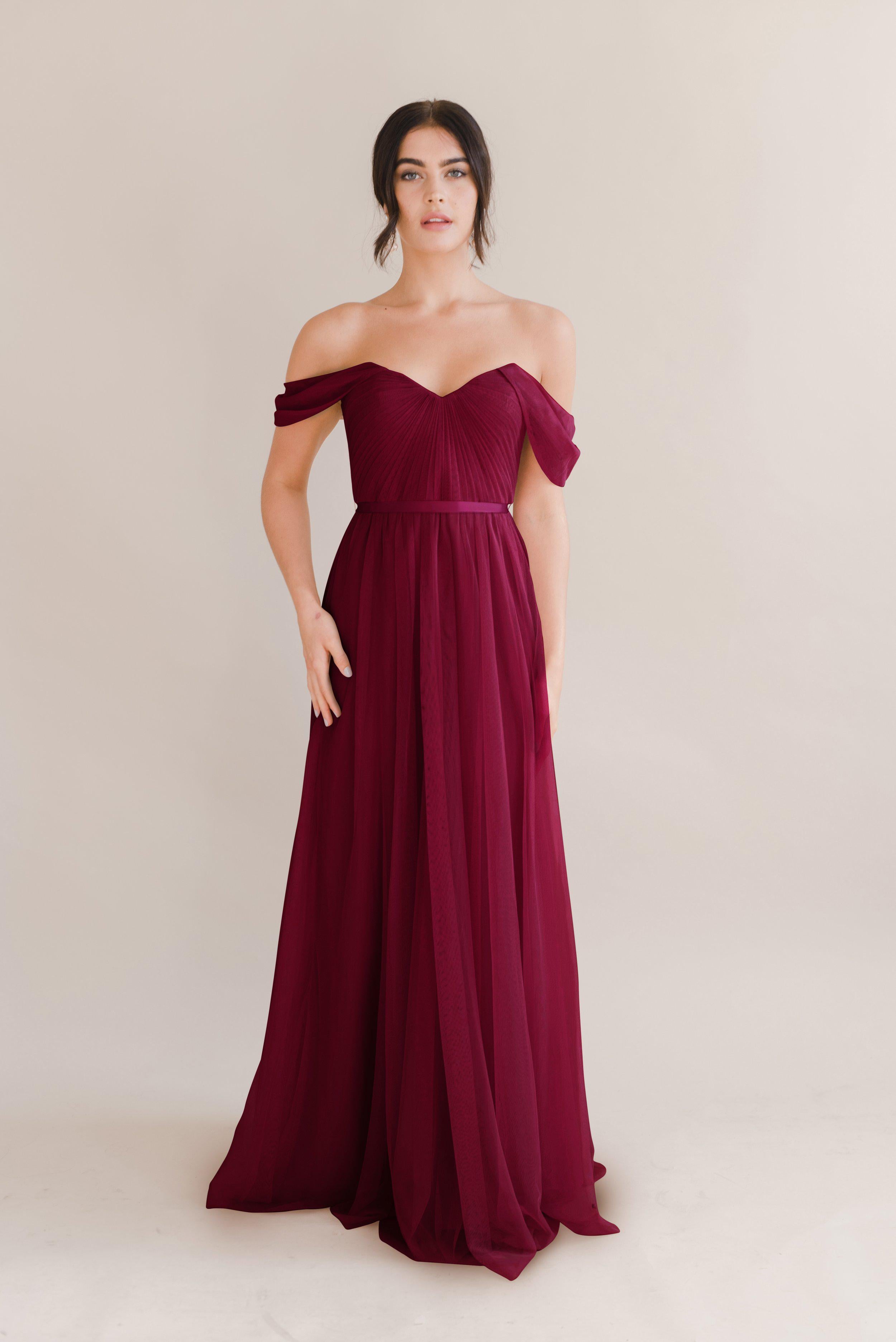 Bardot Bridesmaid Dress  In Roseberry Tulle