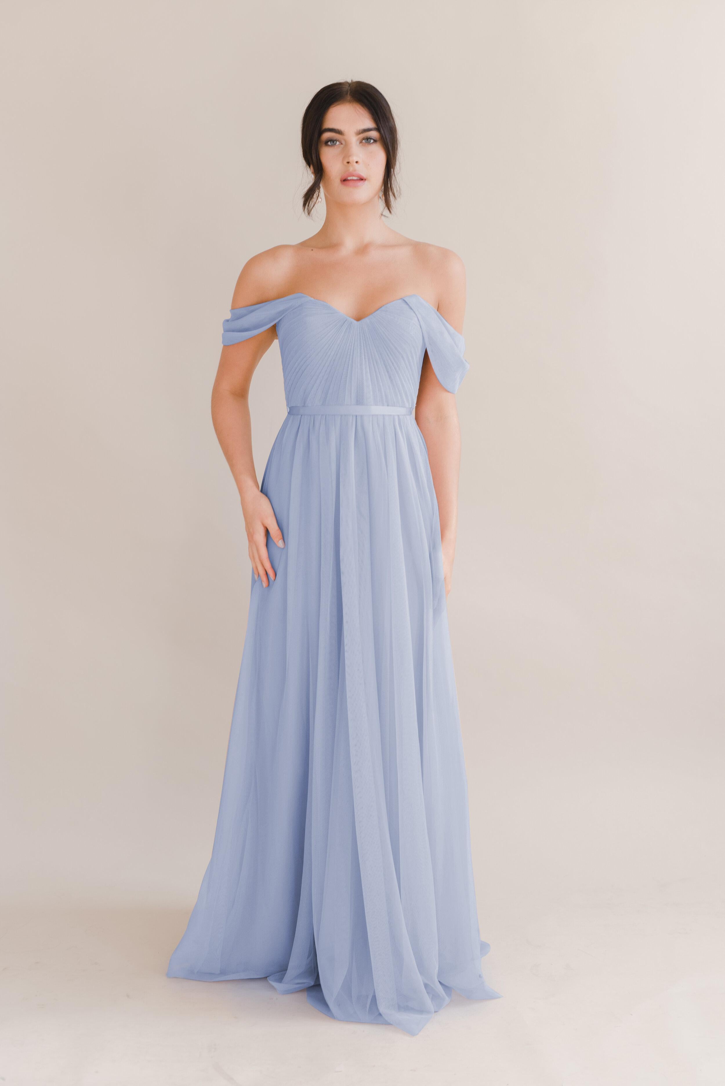 Bardot Bridesmaid Dress In Bluebird Tulle