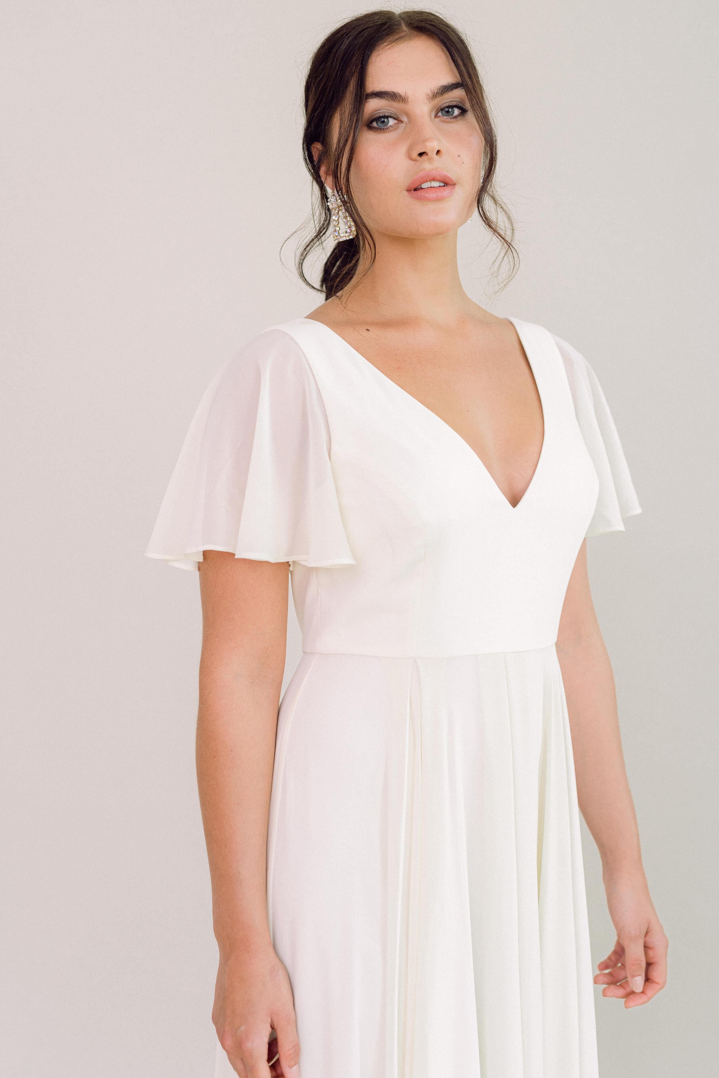 Phoebe Bridesmaid Dress In Ivory Chiffon