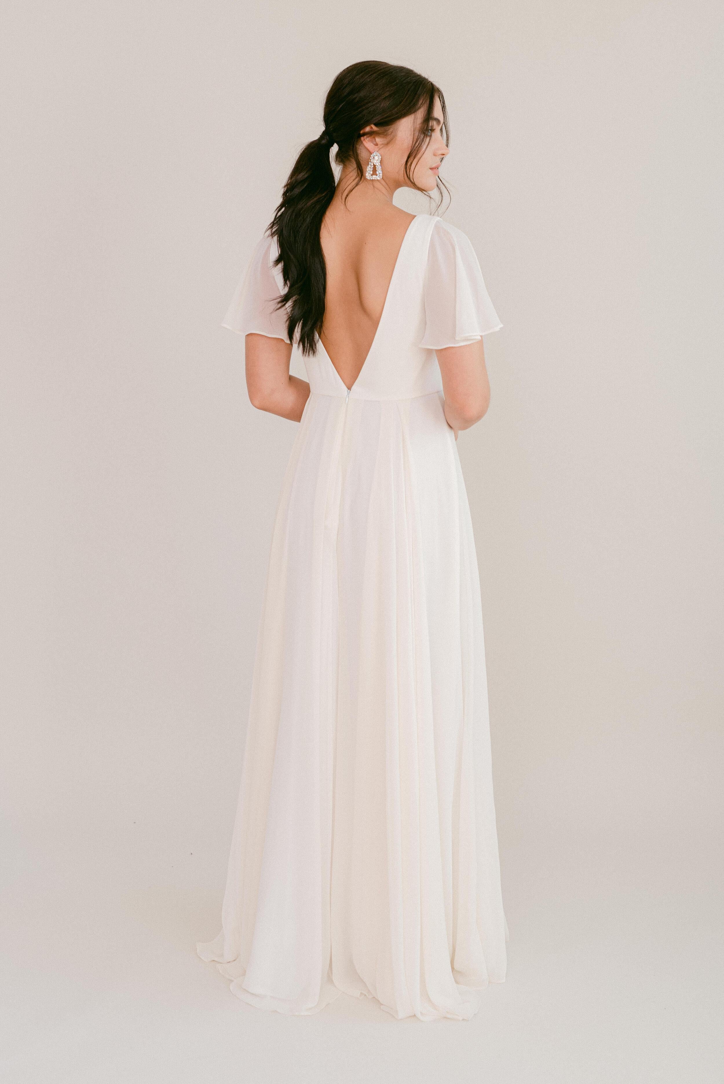 Phoebe Bridesmaid Dress In Ivory Chiffon