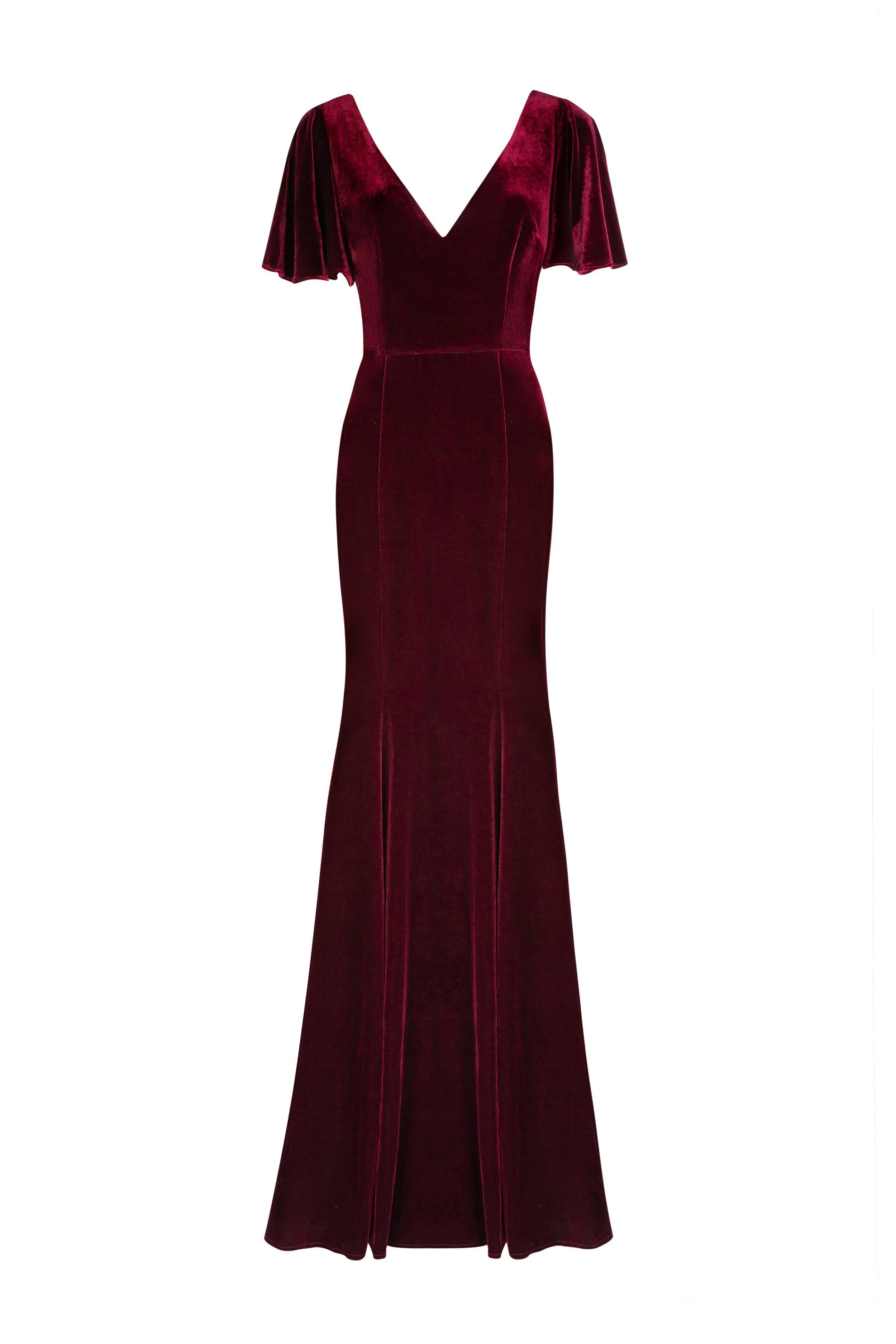 Celeste Velvet Bridesmaid Dress In Roseberry