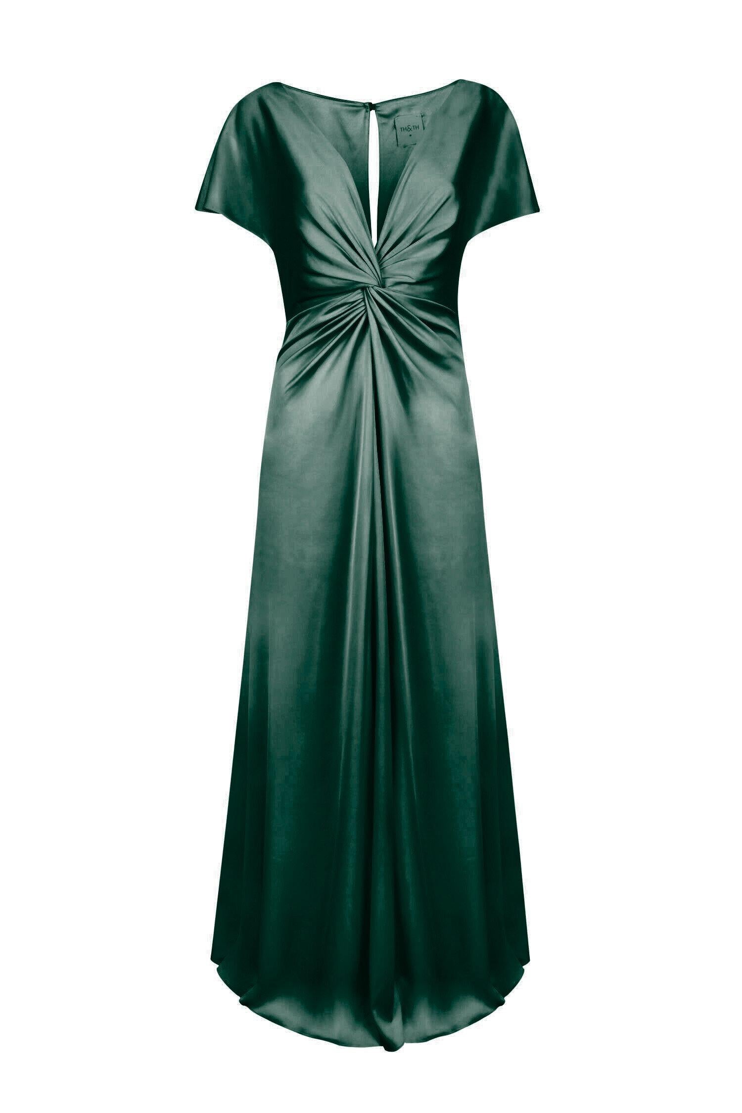 Camilla Bridesmaid Dress In Emerald Satin