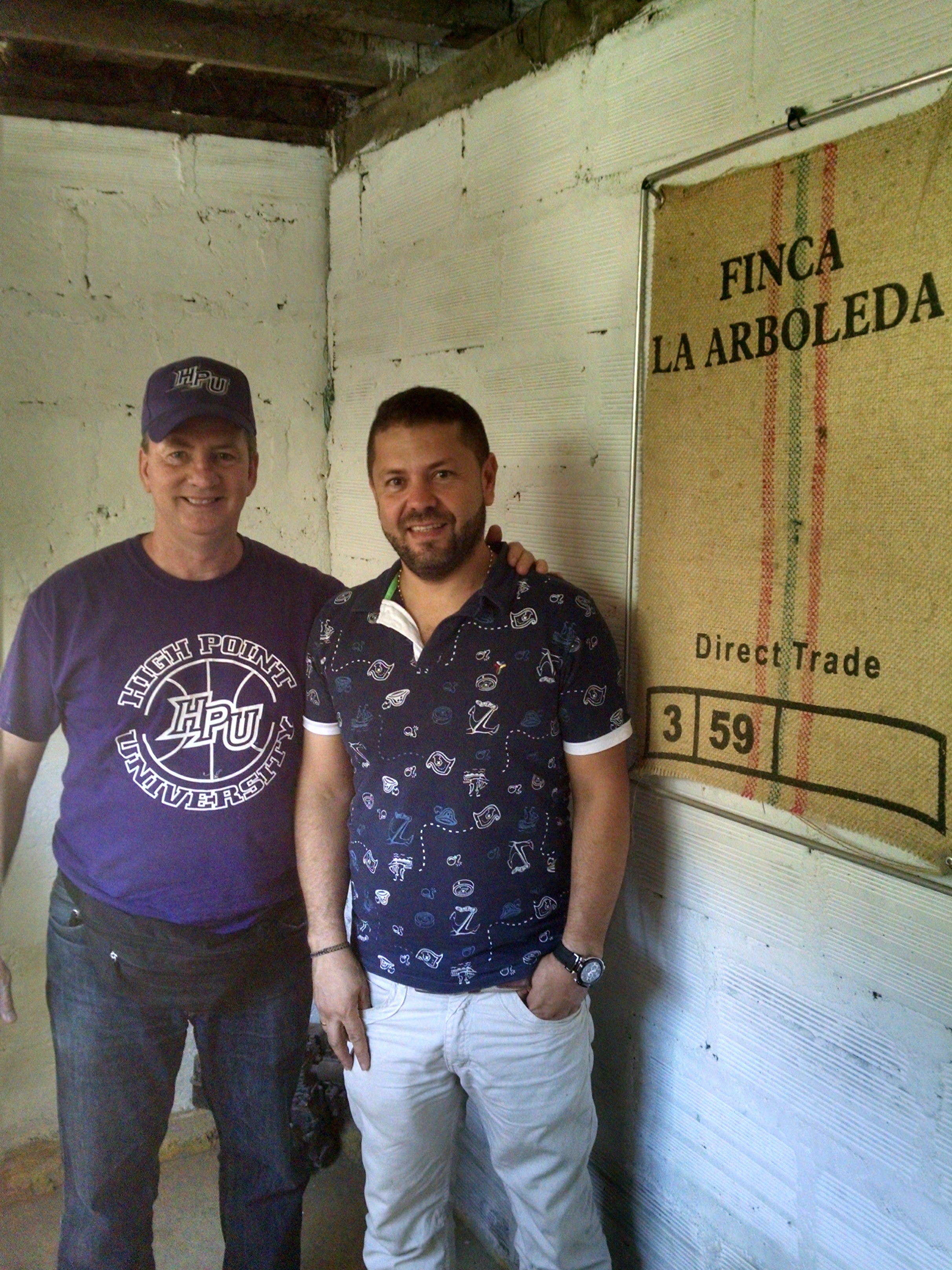 FOsterHobbs coffee roaster with coffee farmer Gonzalo Alvarez at his farm La Arboleda colombia
