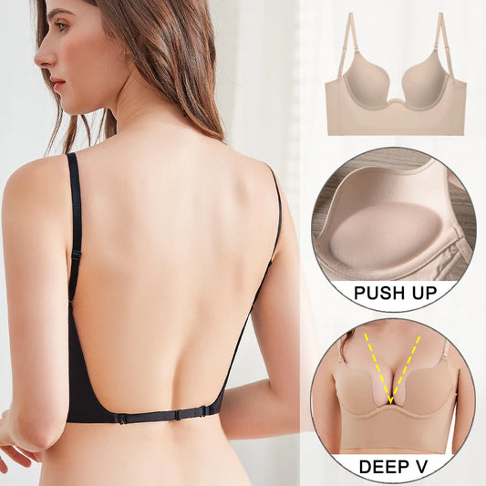 Sexy Deep U Cup Bras For Women Push Up Lingerie Seamless Bralette