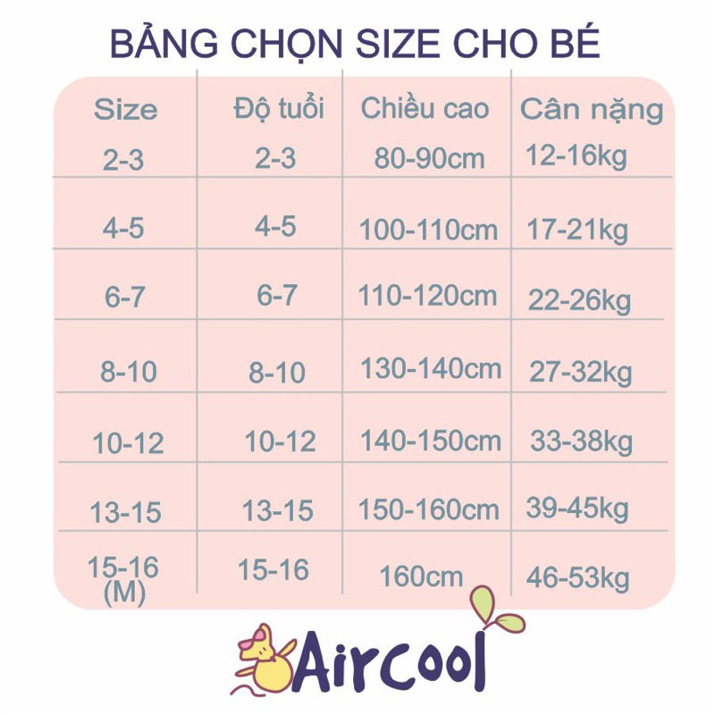 Quần lót cho bé gái 2 đến 16 tuổi vải Cotton Set Combo 3 cái-Aircool-chaiyo.vn
