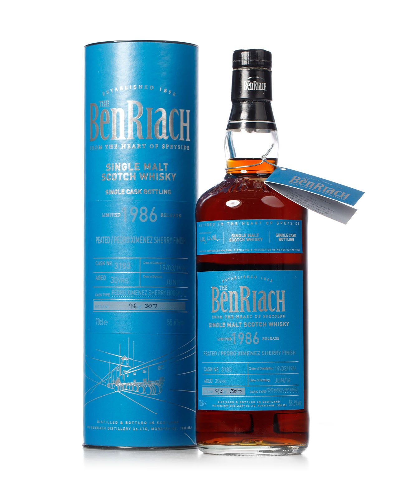 BenRiach 1986 30 Year Old Bottled 2016 With Original Tube Cask No. 3183