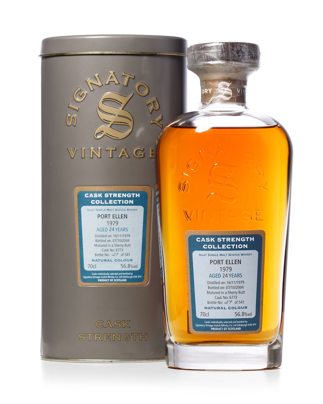 Port Ellen 1979 24 Year Old Signatory Vintage Bottled 2004 With Original Metal Tin