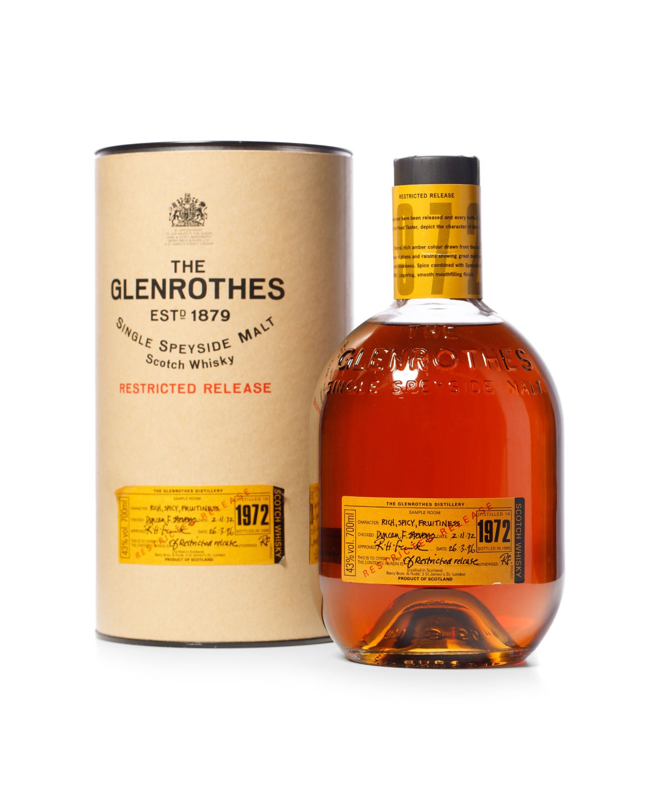 Glenrothes 1972 Restricted Release Bottled 1996 With Original Tube