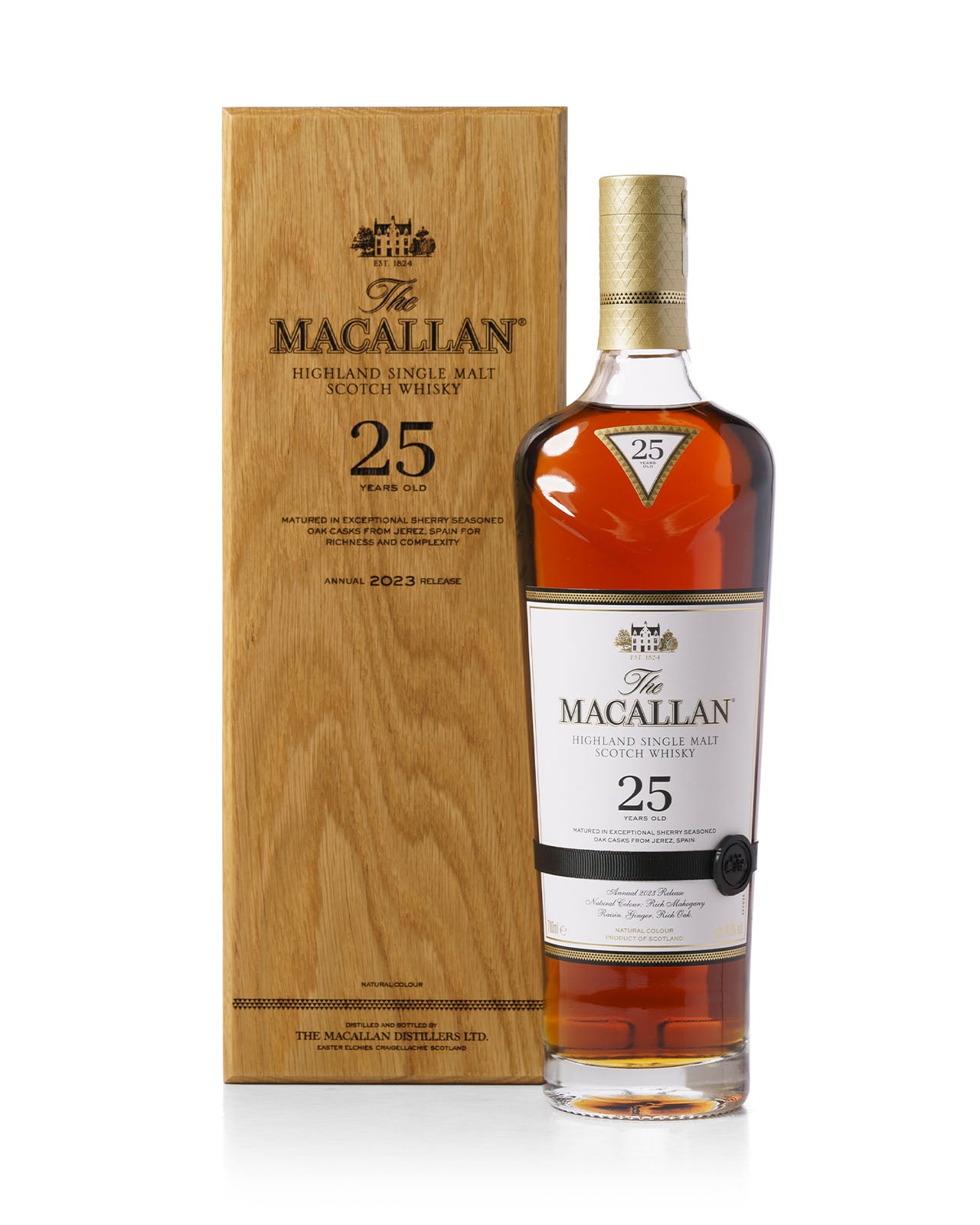 Macallan 25 Year Old Sherry Oak 2023 Release With Wooden Original Box