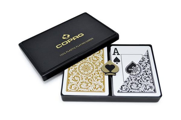 6 Pack Copag Cards Black Gold Poker Size Jumbo Index