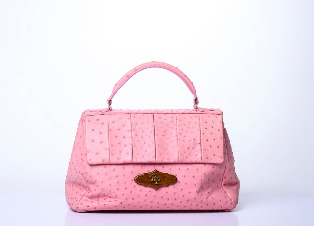 Claudette Women's Chain Bag, Pink Ostrich – Baron Paris