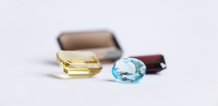 a close-up of several gemstones