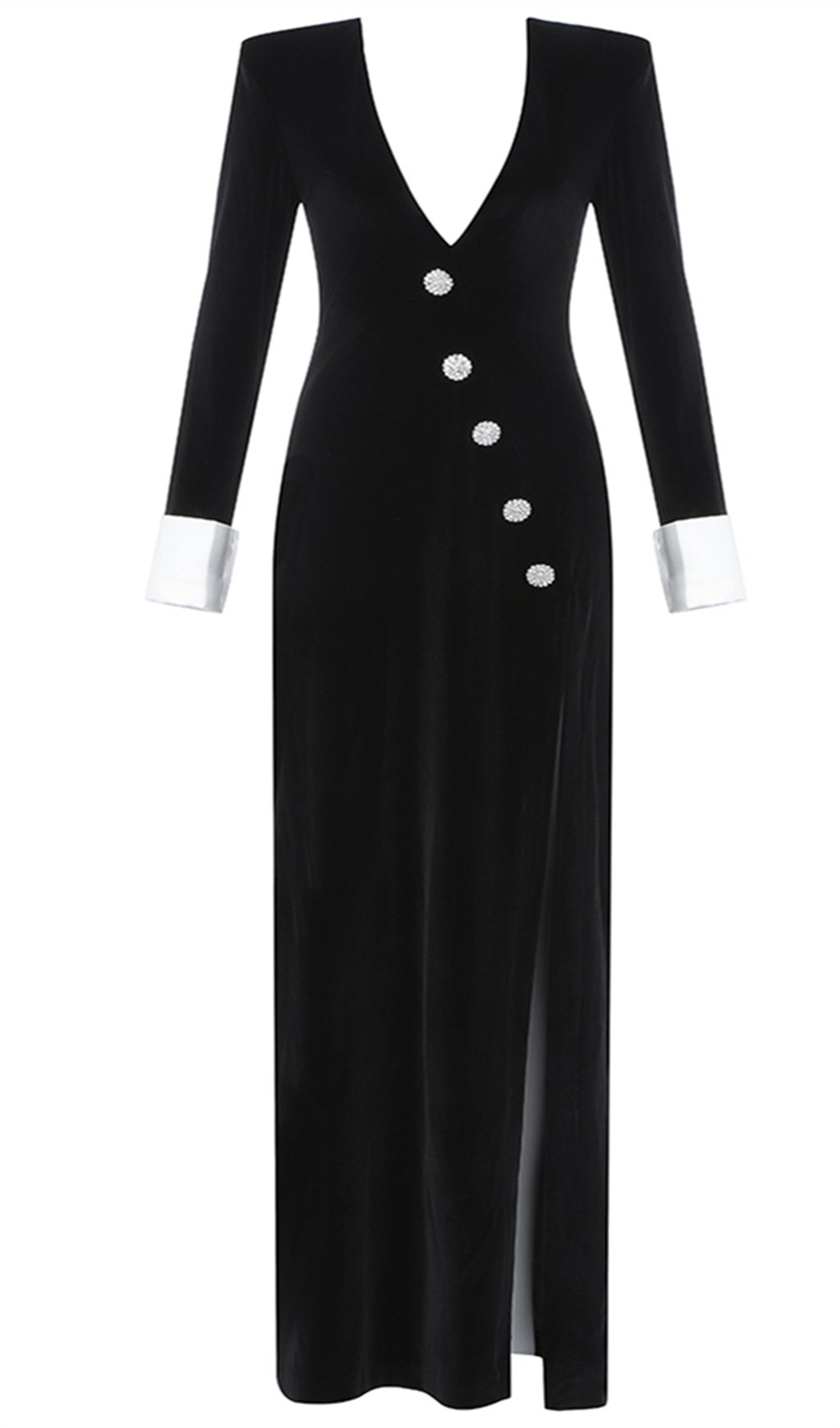 Vintage French Style V-Neck Slit Dress