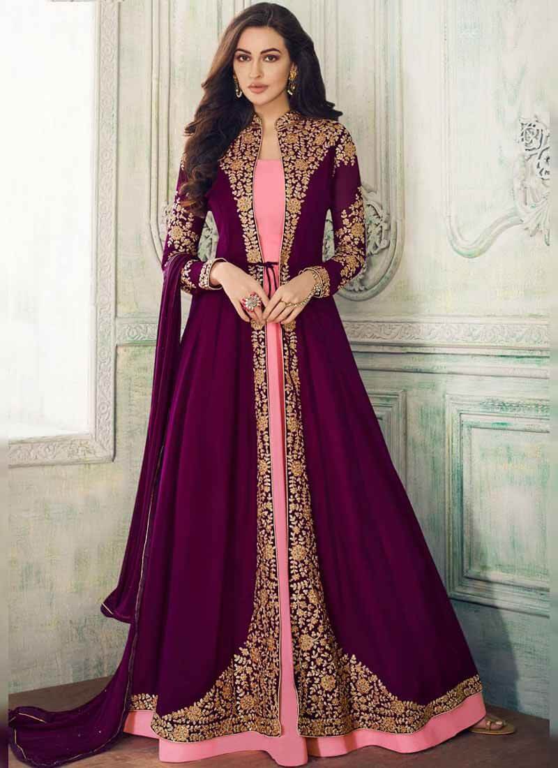 Anarkali top with a flaring jacket 