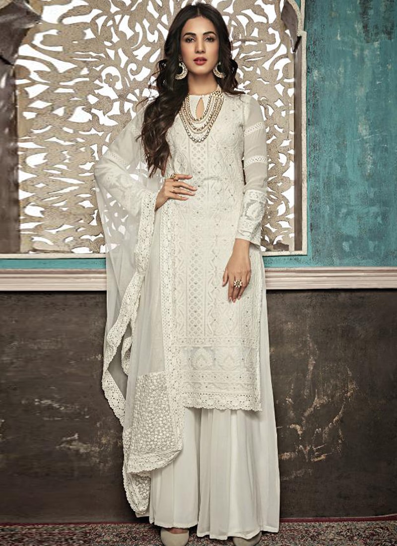 white Sharara Salwar Kameez