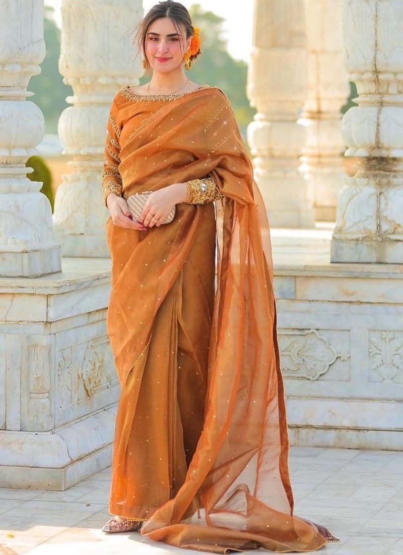 Plain Organza Saree