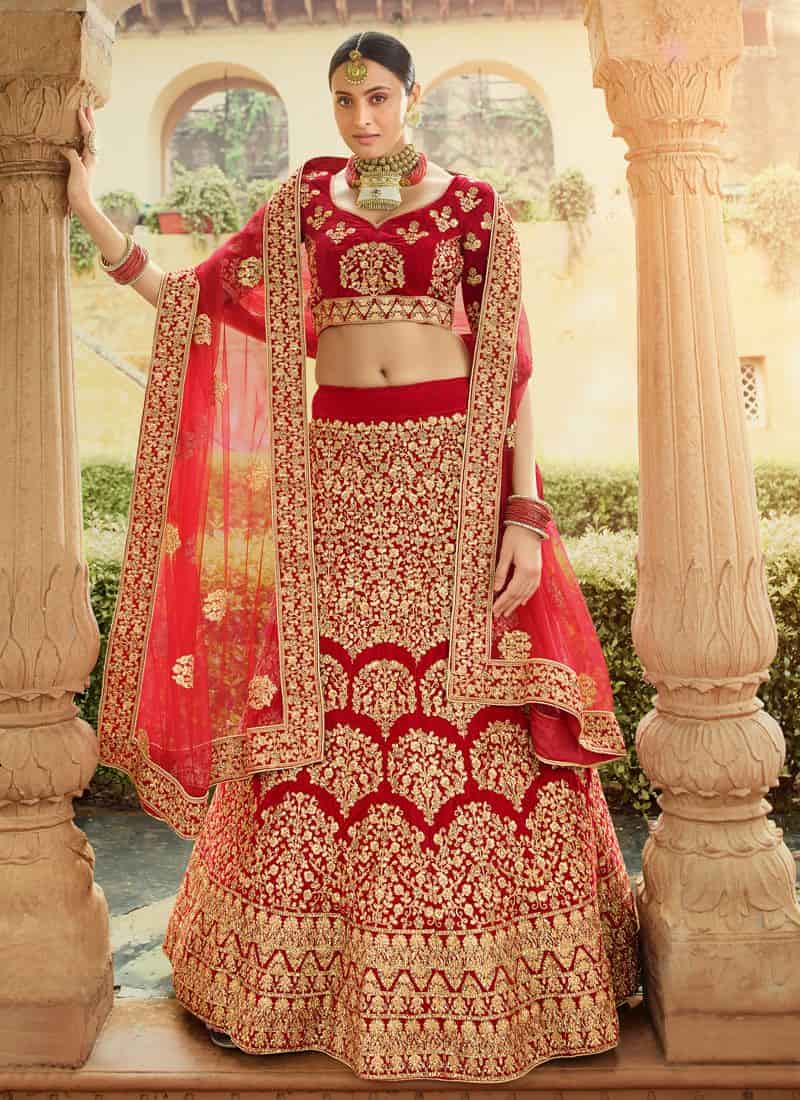 Red And Golden lehenga