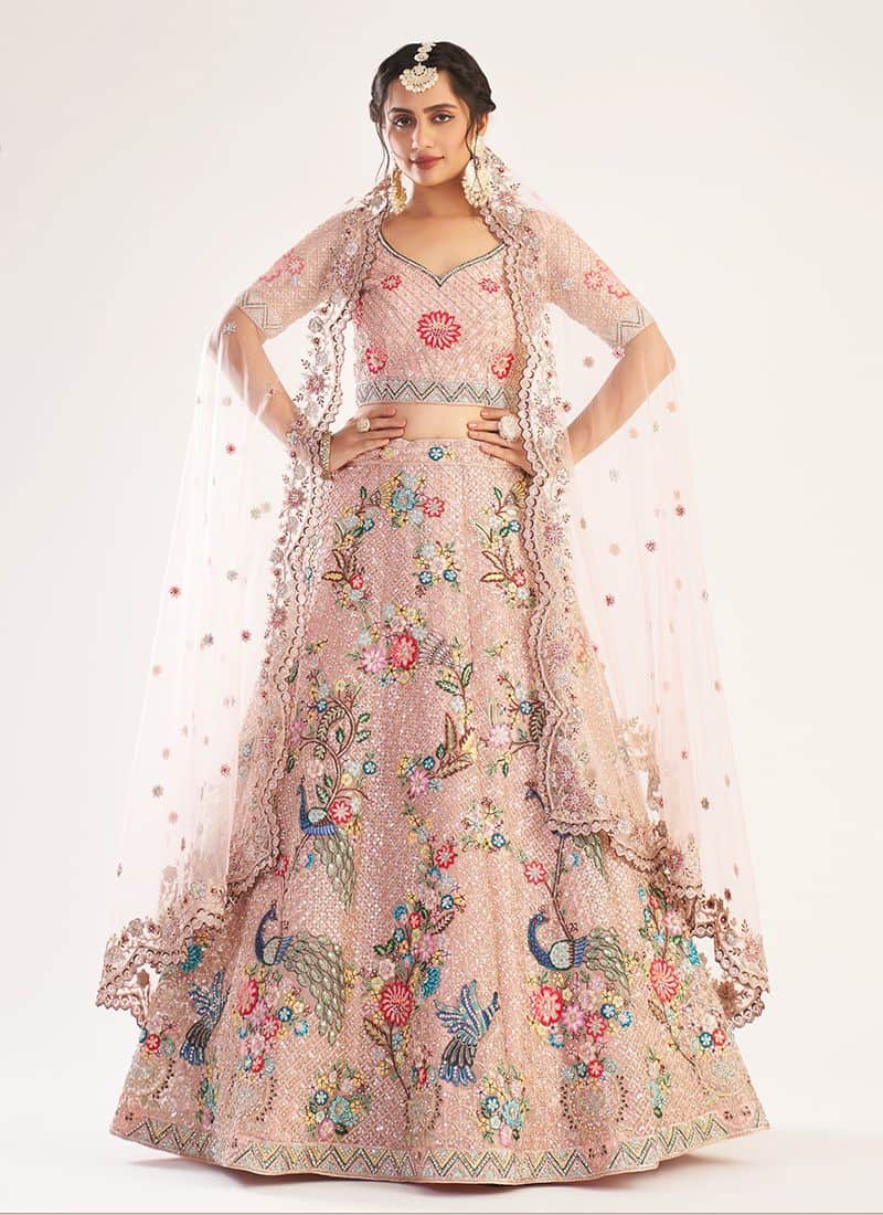 latest bridal lehenga with sober pastel