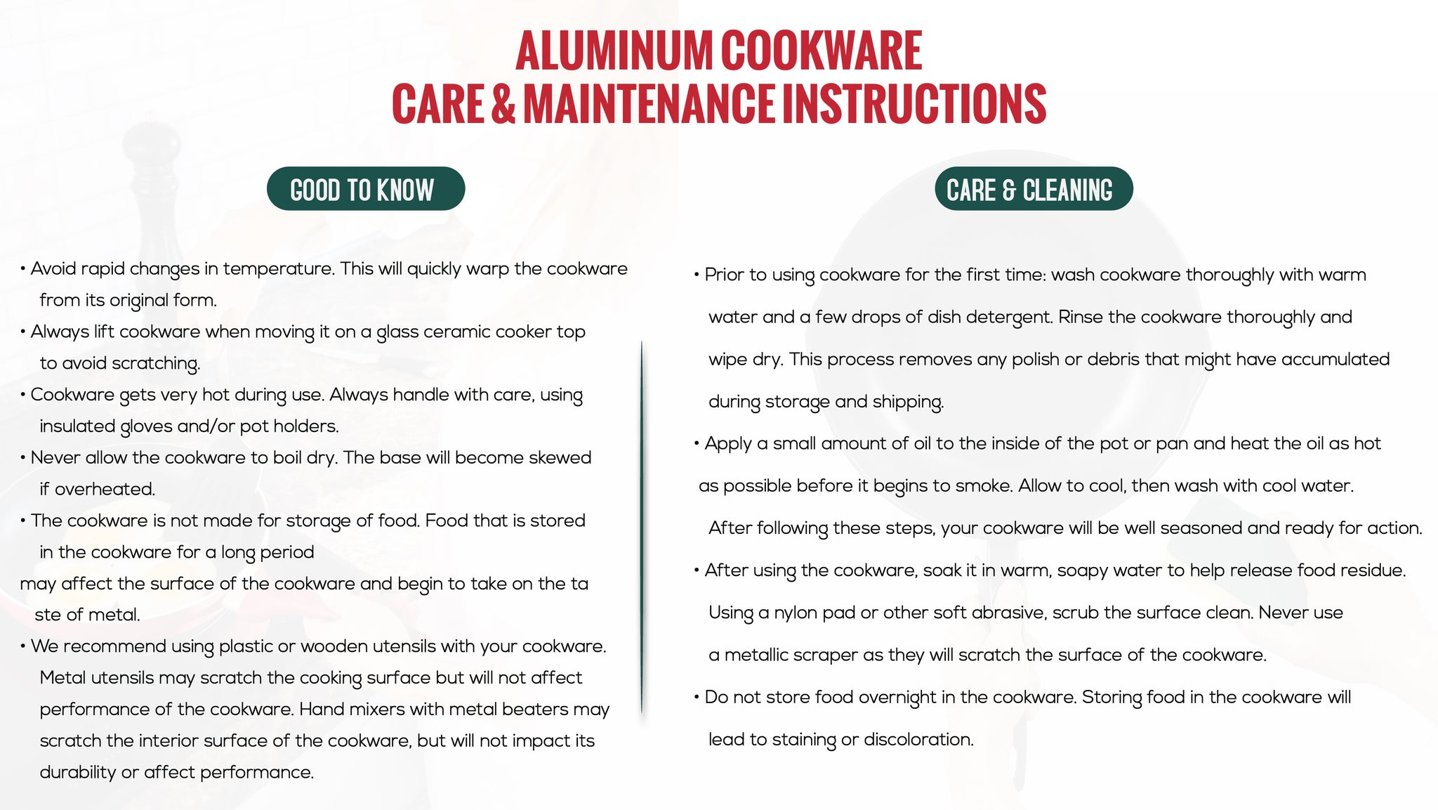 Cares to use aluminum cookware