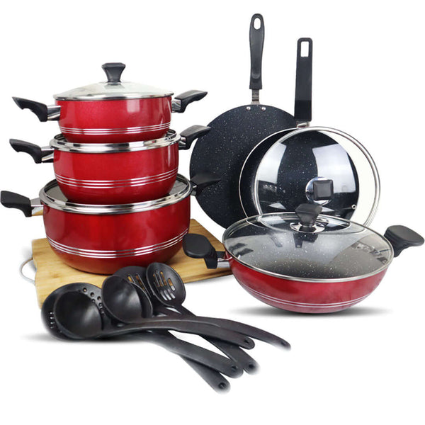 M-304 WONDER CHEF GIFT SET 19 Pcs (3-Coat Marble) – Majestic Cookware