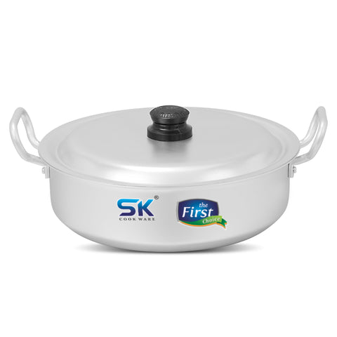 Anodize Flat Karahi (Wok) with Lid