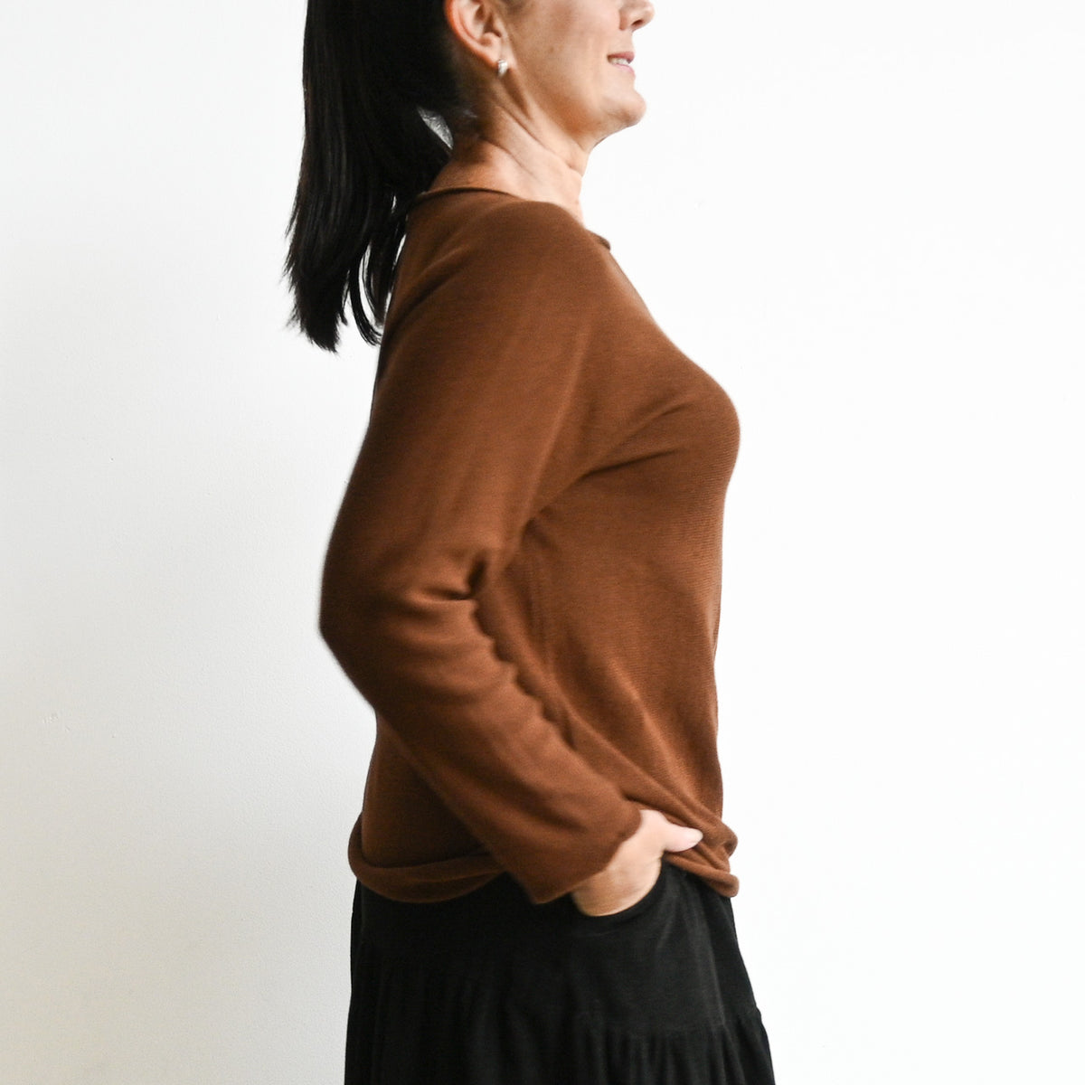 Boat Neck Knit Top by Orientique Australia - Long Sleeve - 1259